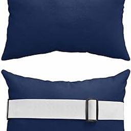 Navy Blue Outdoor Chaise Lounge Head Pillow,Throw Pillow Soft Lumbar Pillows with Elastic Straps and Insert,1 Pack Headrest Cushion for Patio Pool Contemporary Minimalist Abstract Solid Color 11"x16"-11