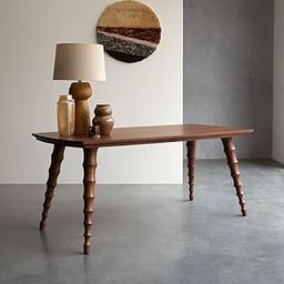 SMAART CRAAFTS Austin Solid Wood Dining Table Only with Designer Legs | 6 Seater Dining Room Table for Home, Restaurant, Cafeteria & Lounge | Mango Wood, Teak Finish |-22