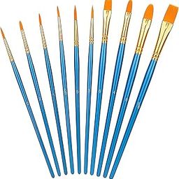 FirstTry Paint Brush Set I Acrylic Oil Water & Gouache Color Painting Brush Set with Soft Nylon Bristles I for Painting I Artist Paint Brush with Water Repellent Handle – Pack of 10 (Blue)-picture-11