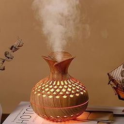 Colorful Mini Flower Shape Humidifier for Home - USB Personal Desktop Cool Humidifier With 7 Colors, 2 Mist Modes - Super Quiet for Car, Office, Bedroom (Flower Port) (Wooden)-27