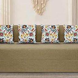 SOFA SANCTUARY 4-Person Sofa Cum Bed Jute Fabric- Washable Cover- Including 4 Cushion - 6' X 6' Ft (Golden Color) Perfect for Home & Office for Guests-image-26