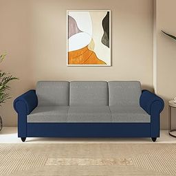 wakeup INDIA Sofa Set | Snugy 3 Seater Sofa Set for Living Room with Double Padded Colour | Brown Colour Finished Plastic Legs | 3 Years Warranty (N Blue and Light Grey Colour Fabric, Seating- 3)-picture-15