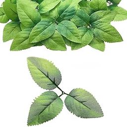Spoton Hub 50 pcs Bulk Rose Leaves Artificial Greenery Fake Rose Flower Leaves for DIY Bouquets Centerpieces Party Decorations Rose Vine Wreath Garlands Supplies(Green Color)-image-10