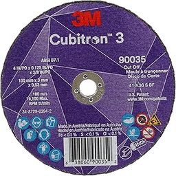 3M Cubitron 3 Cut-Off Wheel, 90035, 36+, T1, 4 in x 0.125 in x 3/8 in (100 x 3 x 9.53 mm), ANSI, Precision Shaped Grain, for Autobody and Marine Sheet Metal, Stainless Steel Tubing, Exhaust Pipes-13