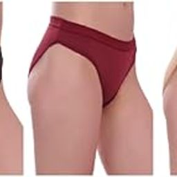 Pack of 3 Women’s Ultra Soft Padded Bikini Panty – Premium Cotton Stretch Underwear for Daily Comfort – Skin, Maroon & Black-image-53