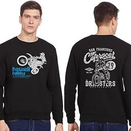 Mens Cotton Blend Round Neck Regular Fit Sweatshirt 1002 (Black, Medium)-image-46
