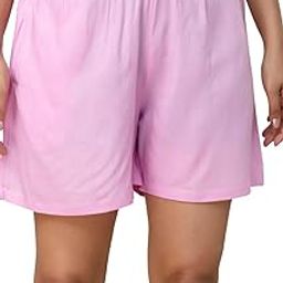 Jakpack Women's Cotton Relaxed Fit Solid Shorts | Thigh Length Summer Casual Gym, Yoga, Running, Night Wear | Elastic Waist with Drawstring & Side Pocket-picture-7