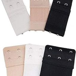 Women's Bra Hook Extender With Elastic 2/3 Hook,Black,White, Beige (Pack of 6)-picture-24