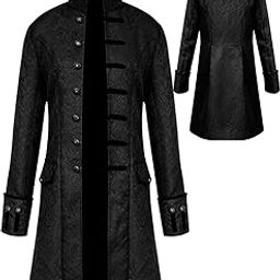 Mens Vintage Tailcoat Jacket Goth Long Steampunk Formal Gothic Victorian Frock Coat Costume for Halloween-image-50