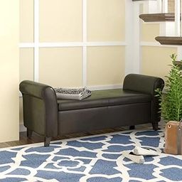 LEGACY OF COMFORT , F3 Upholstered Storage Bench Sofa Bench Sofa couches Ottoman Bench 2 Seater Sofa Chaise Lounger Pouffe for Living Room Bedroom Office (Brown Rexin)-image-10