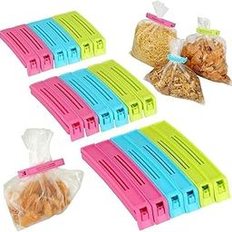 GOPI 18 Pcs - 3 Different Size Plastic Food Snack Bag Pouch Clip Sealer Large, Medium, Small Plastic Snack Seal Sealing Bag Clips Vacuum Sealer (Set of 18, Multi-Color), Mix Size-image-9