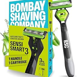 Bombay Shaving Company Sensi Smart 3 Razor | Shaving Razor for Men | Aloe Gel and Argan Oil Lubra Strip | Pivot Head for Smooth Glide-31