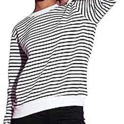 Black & White Striped Fleece Sweatshirt-image-21