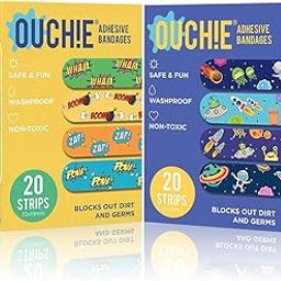 Aya Papaya Ouchie Non-Toxic Printed Bandages Double Combo (40 Pack) - Yellow & Space Blue-12