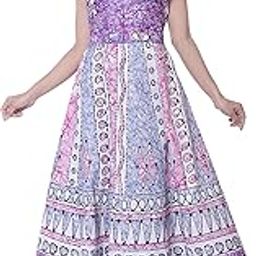 Women's Cotton Rajasthani Jaipuri Traditional Floral Printed Long midi one Piece Dress-image-41