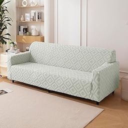 House of Quirk Universal Triple Seater Jacquard Fabric Diamond Texture Sofa Cover 220 GSM Soft Touching Cover for Couch Flexible Stretch Sofa Slipcover (Smoke, 185-230CM)-image-50