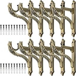 Natural Heavy Aluminum Alloy Antique Brass Jaguar Shape Curtain sopport,Prada Rod Support for Door and Window Curtain Brackets/Holder with Screw and Wall Plug.(10, Antique Brass)-image-61