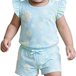 Cotton Printed Baby Girls Matching Set Coords with Round Neck T-shirt and Shorts New Born Baby Dress Co-ords Clothing Set for Newborn (3-24 Months) - Multicolor-image-81