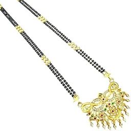 1 Gram Micro Gold Plated 18K Traditional Mangalsutra with Black Moti Beads & Designer Pendant for Women (Y - 12008_01)-image-97
