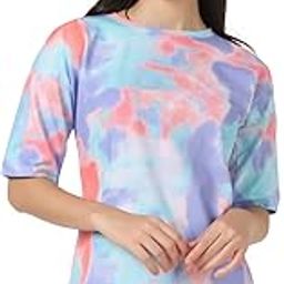 Women's Lycra Striped Tie-Dye T-Shirt for Women Western Tees Travel, Casual, Night Wear Western Tops-image-78