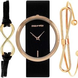 Noir Black and Rosegold Analogue Watch Bracelet Set for Women-image-1