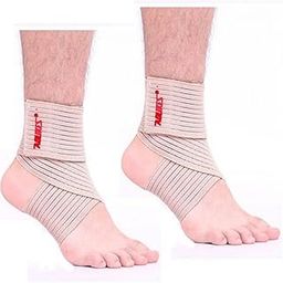 Mcolics (1 Pair Ankle Support Breathable Ankle Foot Brace Compression Wrap Sports Bandage Strap for Running Basketball Ankle Sprain Men Women Running Basketball Football Volleyball (Beige)-image-13