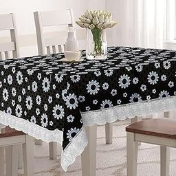 DadaDeals Premium Dining Table Cover for 6 to 8 Seater, 60 x 90 inch Size, Waterproof and Dustproof (Black White Flower, 60x90 inch- 6-8 Seater)-image-88