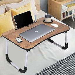 Rellon Industries Laptop Table Multi Purpose Laptop Desk for Study and Reading with Foldable Non-Slip Legs Reading Table Tray, Laptop Table, Laptop Stands, Laptop Desk (Brown)-10