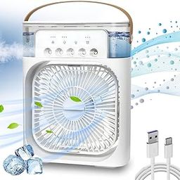 Drumstone (15 YEARS WARRANTY) Personal Air Cooler, Portable Air Conditioner Fan, Mini Evaporative Cooler with 7 Colors LED Light, 1/2/3 H Timer, 3 Wind Speeds and 3 Spray Modes_Multicolor-16