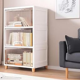 SNKR ESSENTIALS Plastic Cupboard for Storage - Collapsible Wardrobes for Clothes | Almirah for Clothes | Folding Storage Box | Stackable Storage Bins with Door Space (Beige Cupboard, 3 Tier)-image-76