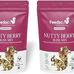 Feedsco ‎Nutty Berry Bliss Mix - Mixed Nuts, Seeds, and Berries - 200g Pack of 2 | Assorted Dry Fruit Mix | Healthy Trail Snack | Immunity Booster-image-38