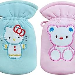 Sarvatapana Cotton Baby Feeding Bottle Cover Suitable for 60-125ML (Pack of 2) Embroidered Patch Cartoon Baby Bottle Covers Baby Feeding Bottle Cover with Easy to Hold Strap Blue & Pink-image-104
