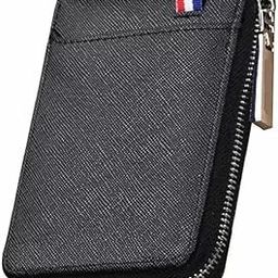 New Imported RFID Protected 9 Slot Vertical Genuine PU Leather Credit Debit Business Card Holder Wallet Protector with Zipper Case Money Coin Purse for Men,Women, Festive Gifting Valentines(Black)-7
