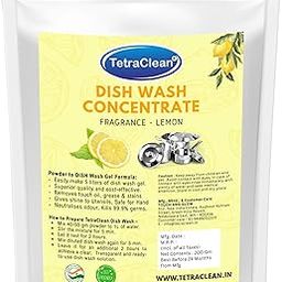 TetraClean Dish Wash Concentrate Powder 200gm Pouch | Removes Tough Grease & Odour | Lemon Fragrance | Makes 2-3 Litres Liquid Dishwash | Economical & Effective Cleaning-image-82