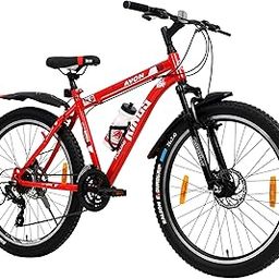 Avon Buke Kings 26T MTB Bicycles for Men |Frame Size: 18 Inches|Wheel Size: 26 Inches|Short Bent Handle Bars|Suspension Fork with Front & Rear Disc Brakes, Steel Rim(Luster Red)-image-51
