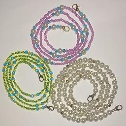 FEMEO new looking Face Mask Glass Beaded Lanyards With Box Mask Necklace Holders Eyeglass Beaded Chains Stylish Mask Lanyard Anti-Lost Strap for Women Men Kids 23 inch (SET OF 3)-4