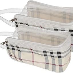 Kuber Industries Portable Clear PVC Zippered Toiletry Bag Organizers with Handle for Vacation Travel, Bathroom-Set of 2 (Cream),F_26_KUBBMART017001-picture-19