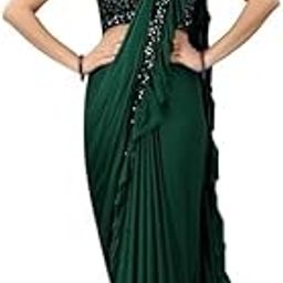 NILKANTHVARNI CREATION Kids Girls Lycra Blend Ready To Wear Saree With Sequence Blouse Piece (3-4 yrs to 12-13 yrs) (Green, 3-4 Years - S)-10