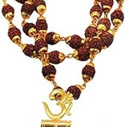 Religious Jewellery Lord Shiv Yoga Om Damaru Locket with Gold Plated Caps Rudraksha Mala Temple Jewelry Pendant for Men and Boy-image-82