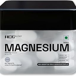 Ace Blend Max Magnesium Tablets 440mg | Magnesium Glycinate + Liposomal Lipoza® + Aquamin® | Calcium, Vitamin B12 & D3 Supplement Tablets for Men & Women | 60 Tablets-14