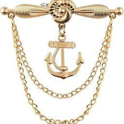 Mystic Anchor Golden Colour Brooch For Men-image-11