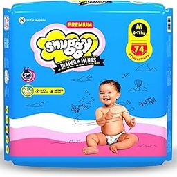 SNUGGY Baby Premium Diaper Pants Medium (Pack of 74), 6-11 kgs, Rapid Absorption, Anti - Bacterial-image-56