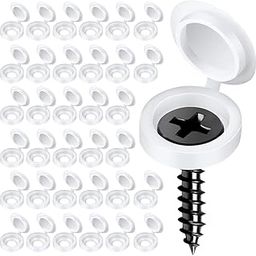 Serplex® 300Pcs Plastic Hinged Screw Cap Covers, Flip Tops for Protecting Screw Heads, for Home & Industrial Use (White)-17