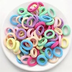 Fitness Fit Baby Hair Ties for Girls and Kids Soft Premium Cotton Mini Hair Elastic Rubber Bands Stretchable No Damage Non-Slip Small Ponytail Holder Tiny Hairband (Pastel) (Pack of 100)-image-36