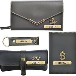 Personalised Leather Ladies Wallet Gift Set with Name and Charm | Customized Birthday Gift for Girls | Birthday Gifts for Girlfriend Teenage Girls (Grey)-image-96