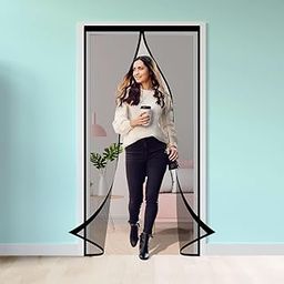 SafeMyles Polyester Door Mosquito Net with Full Frame Hook & Loop for Main Doors, Bedroom, Kitchen & Balcony Doors (210x90 cm, Black)-11
