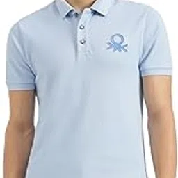 united colors of benetton Men Cotton Blend Regular Fit Polo Neck Solid Tshirt-picture-4