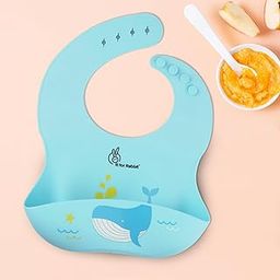 R for Rabbit Safari Silicone Bib for Baby Food Feeding BPA Free, Baby Apron Adjustable Straps With Food Pocket, Mess Free, Waterproof, Washable & Reusable Ideal for Babies 6 to 36 Months (Lake Blue)-9