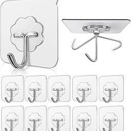 Adhesive Hooks (Pack of 10) | for Bathroom & Kitchen Wall - Heavy Duty 15 kg (Max) | Nail Free Sticky Hangers with Stainless Hooks | Utility - Bath Towel - Utensils - Ceiling Hooks - 10 pcs-image-68