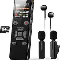 96GB Digital Voice Recorder with Wireless Microphone, Voice Activated Recorders with Playback, Recording Device for Lectures, Meetings, Interviews-picture-25